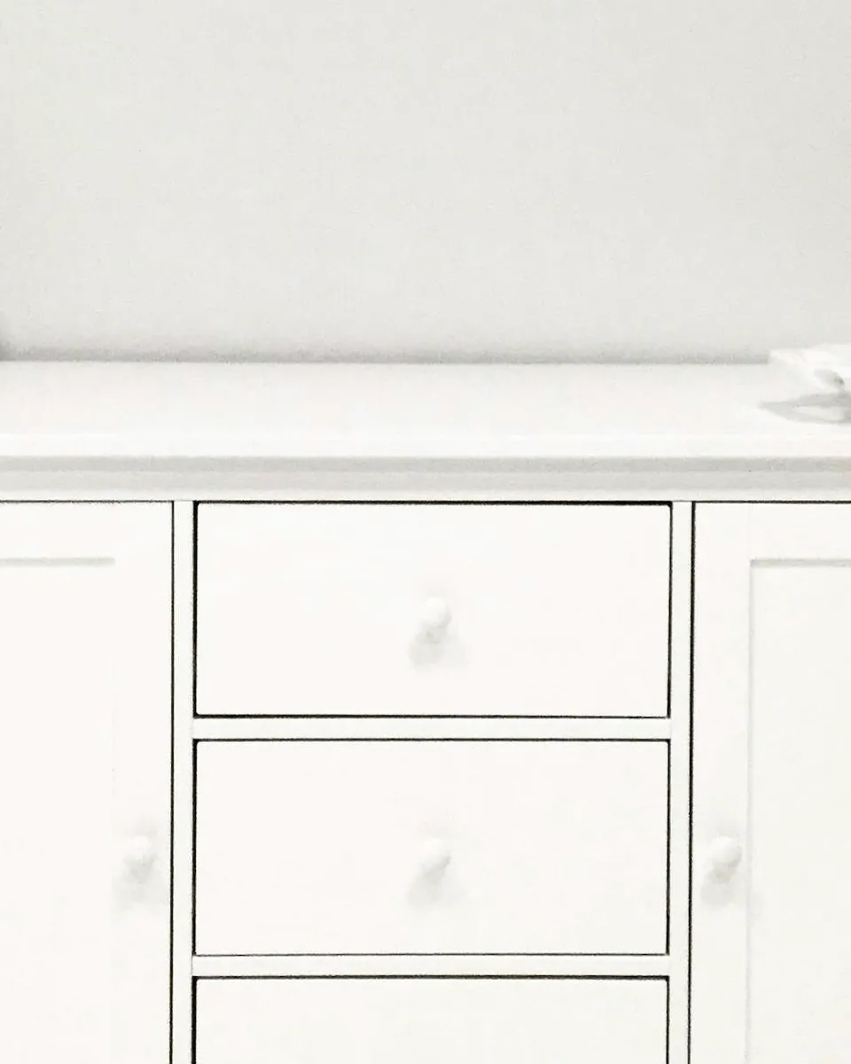 Close-up of the painted cabinet