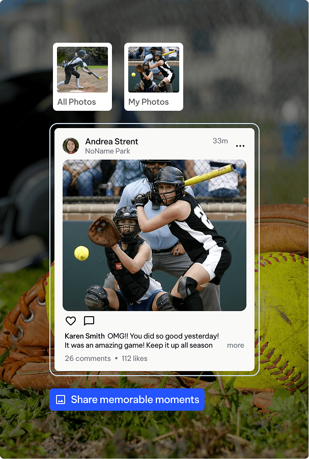 Image that showcases photos and videos the scheduling feature of TeamLinkt's mobile app