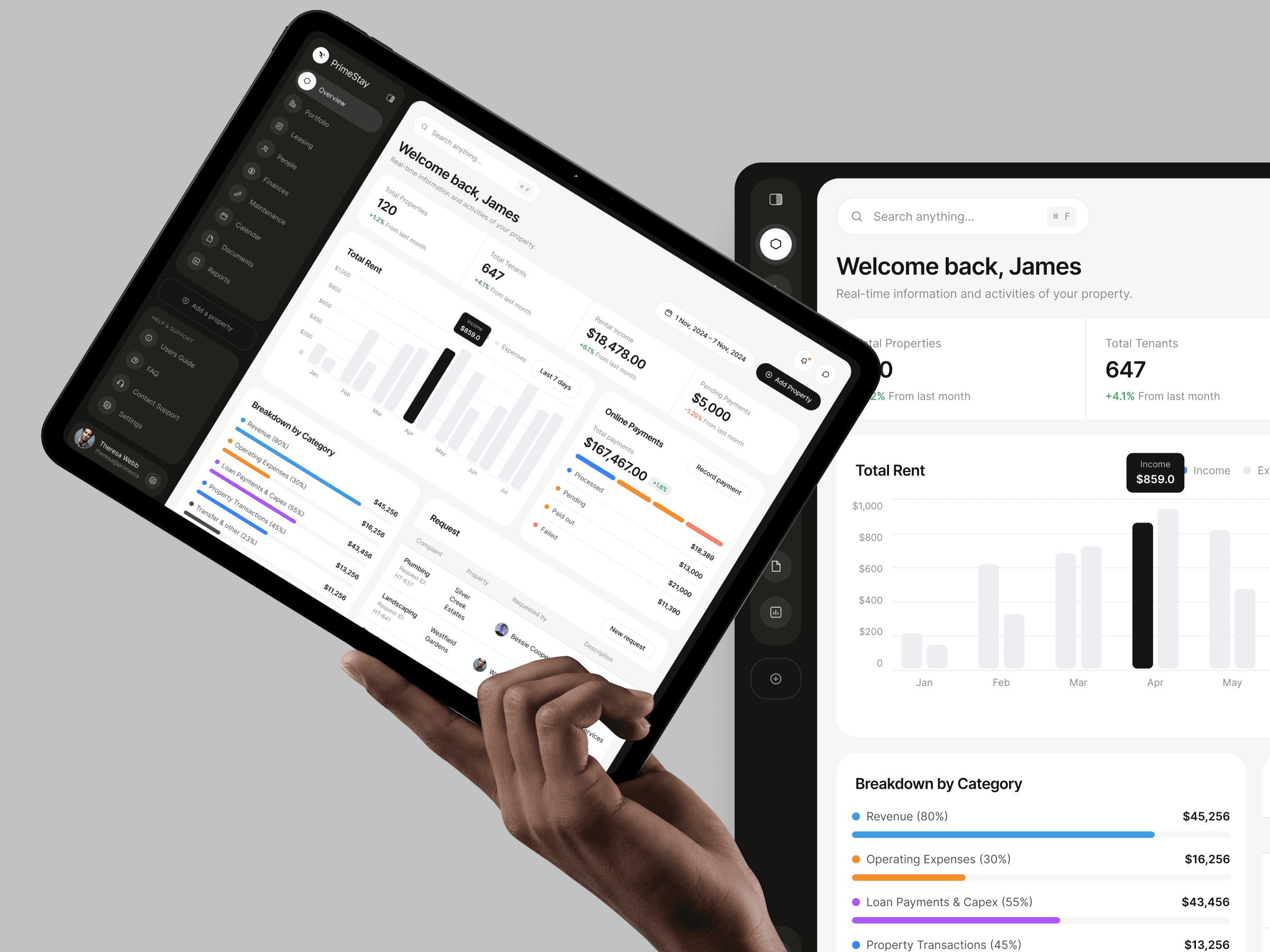 PrimeStay tablet dashboard
