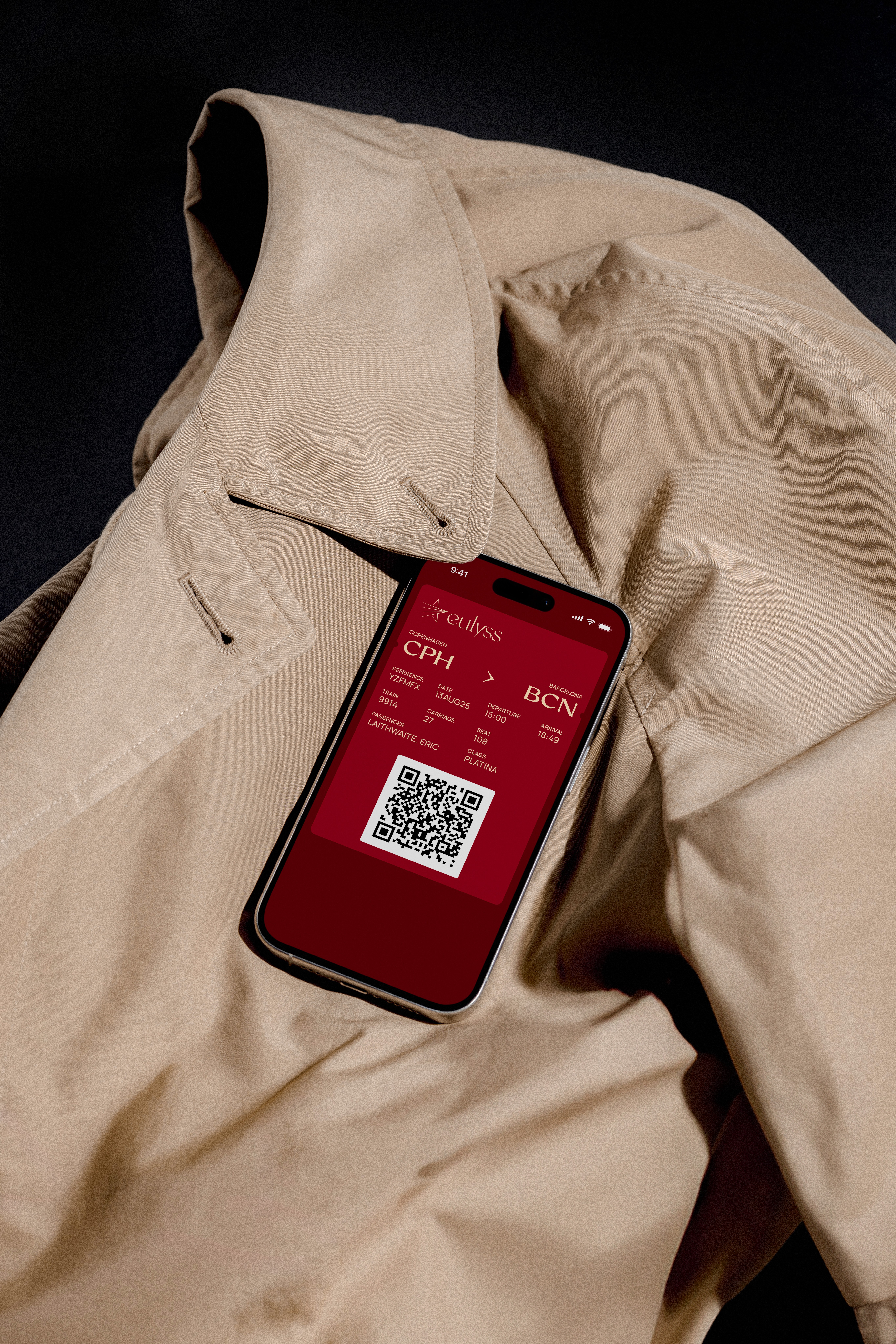 Branded digital train ticket for high speed train brand Eulyss