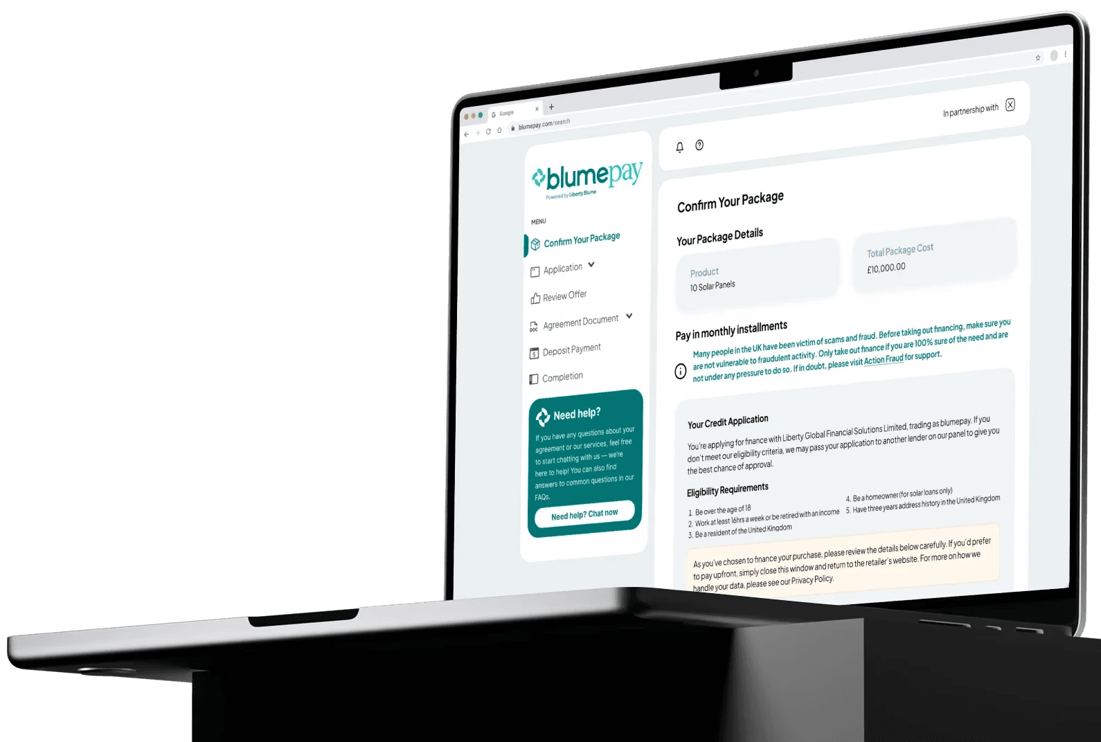 Illustration of blumepay’s embedded credit platform highlighting lending features.