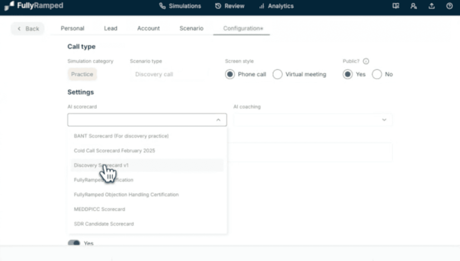 fullyramped configuration
