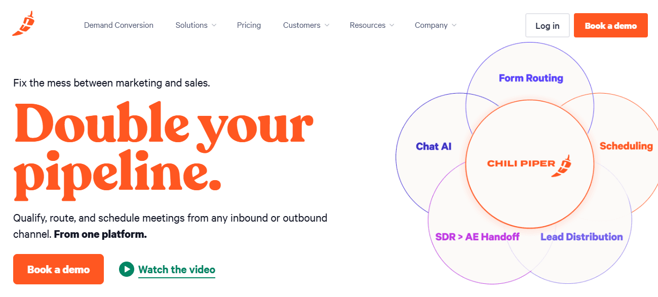 Screenshot of Chili Piper homepage