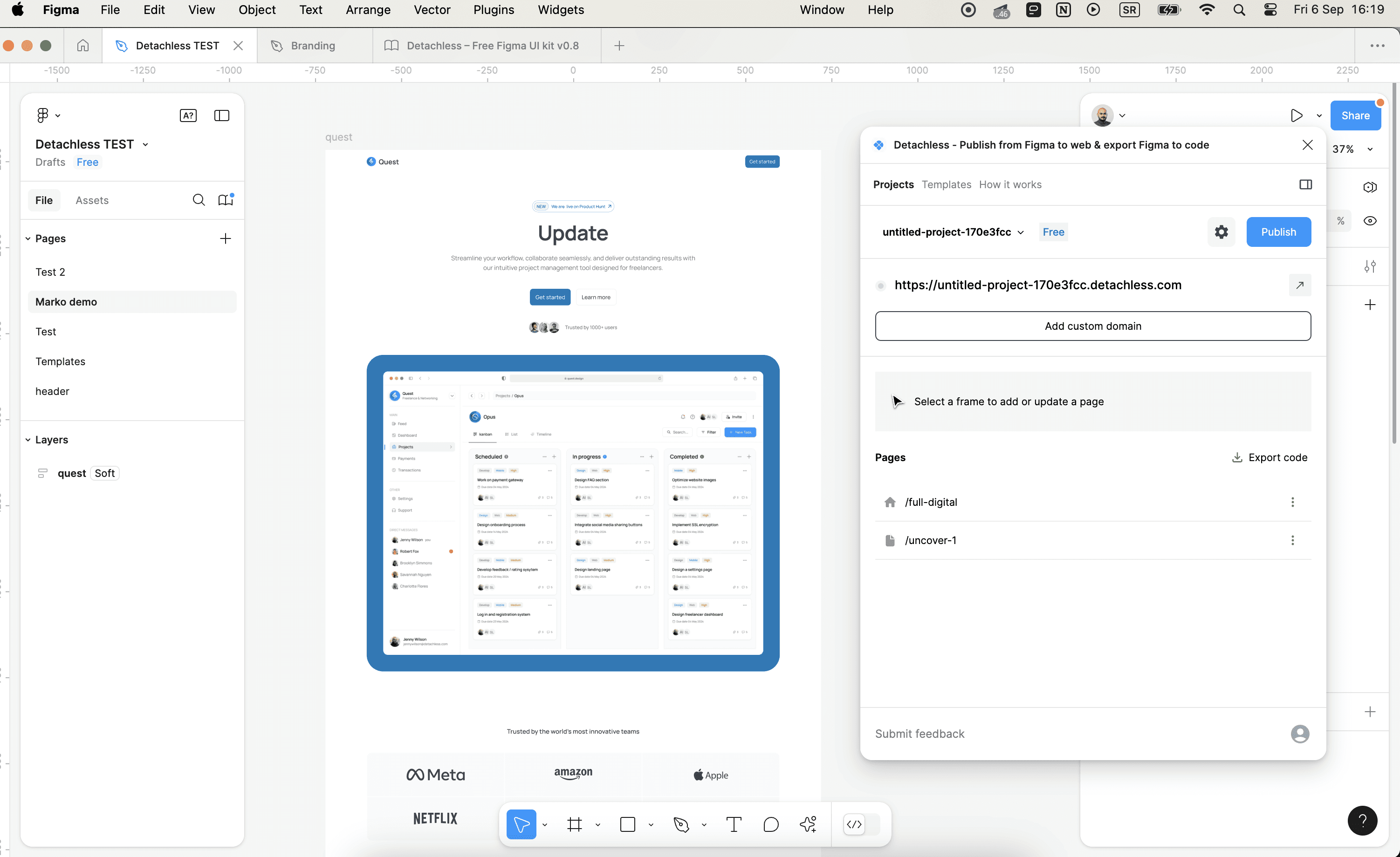 Figma interface