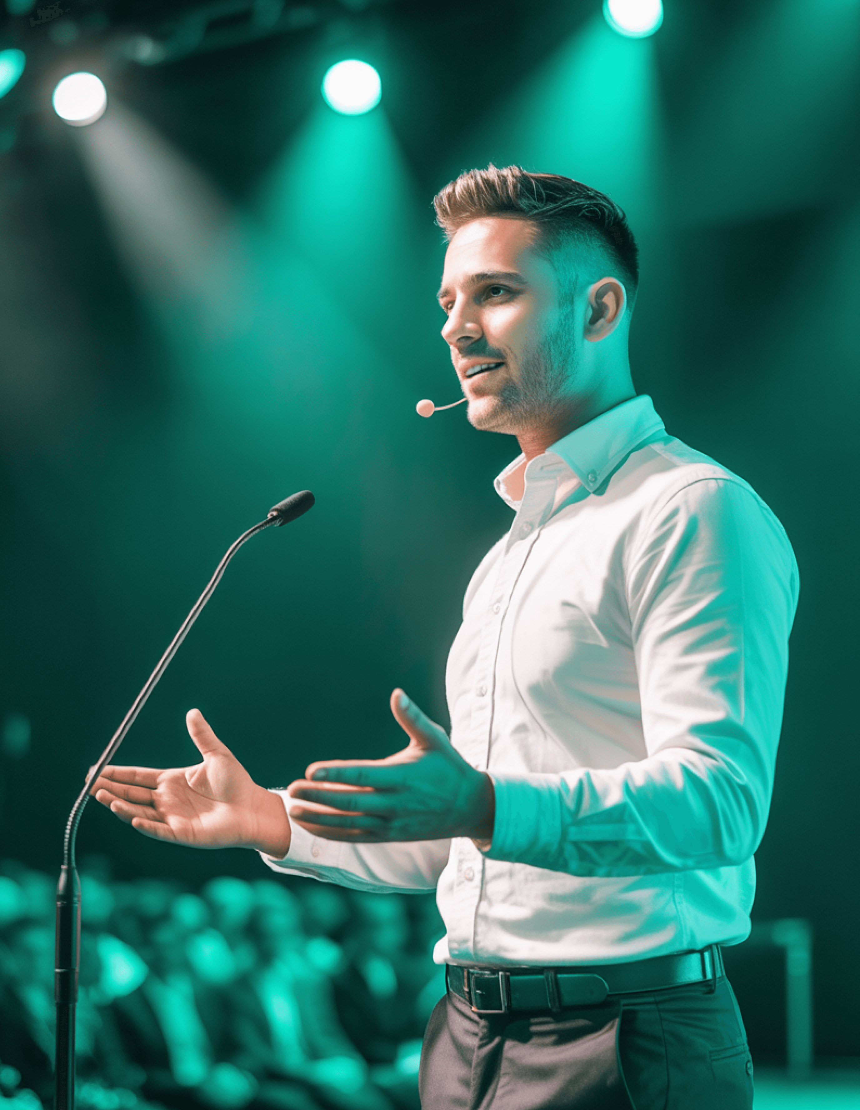 Man in VR headset interacts with green holographic code displayed on a curved screen.