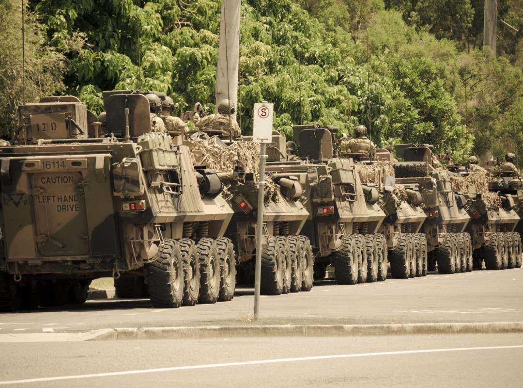 a large military truck with a missile on top of it