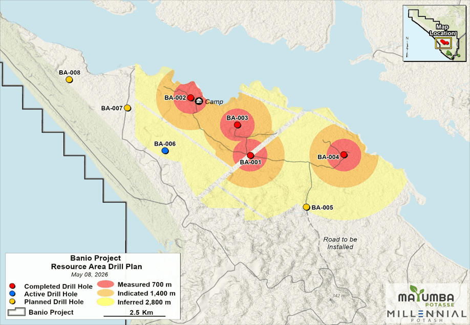 Location of drillholes for Phase 3 program.