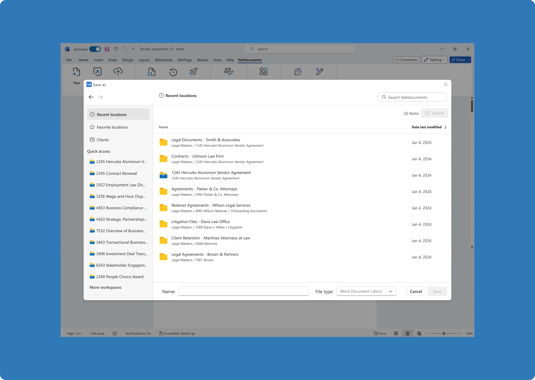 NetDocuments Word Add-in