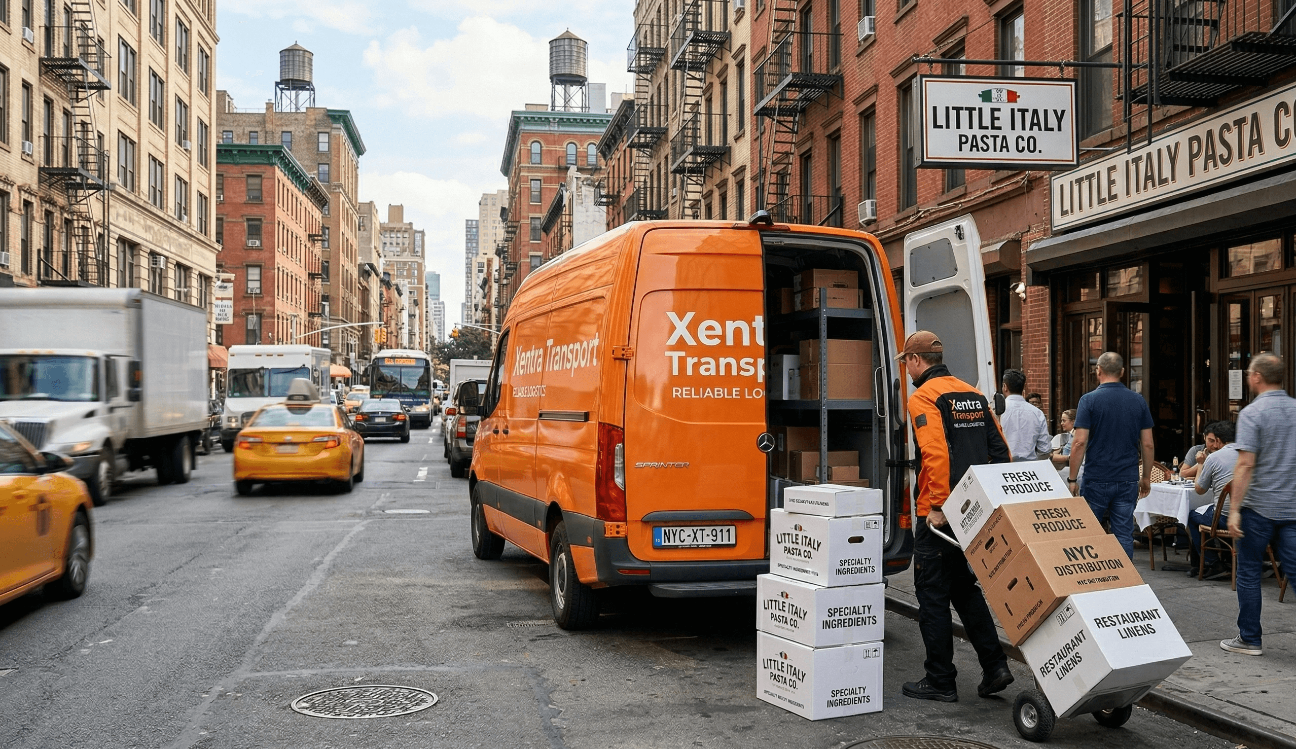 xentra transport courier delivering restaurant supplies in nyc