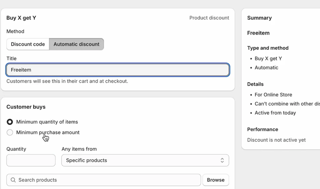 Create a Buy X Get Y Automatic Discount