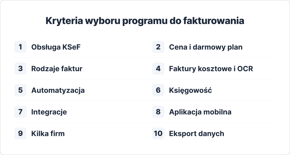 Kryteria wyboru programu do fakturowania