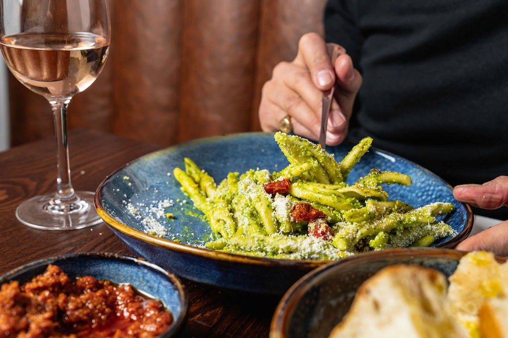 food served on a white plate