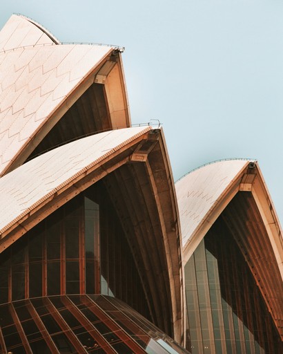 Sydney opera house from a low angle shot