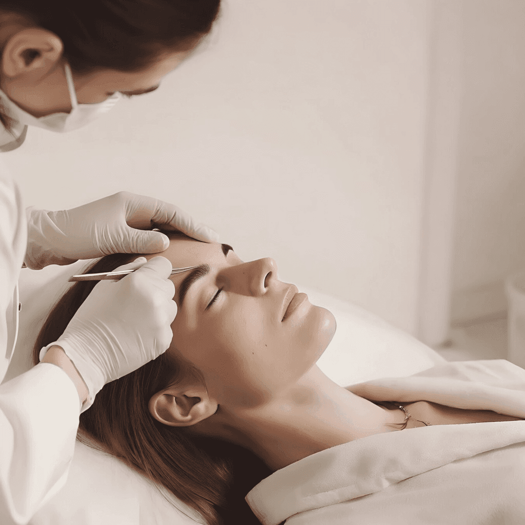 Frown Line Treatment Being Performed