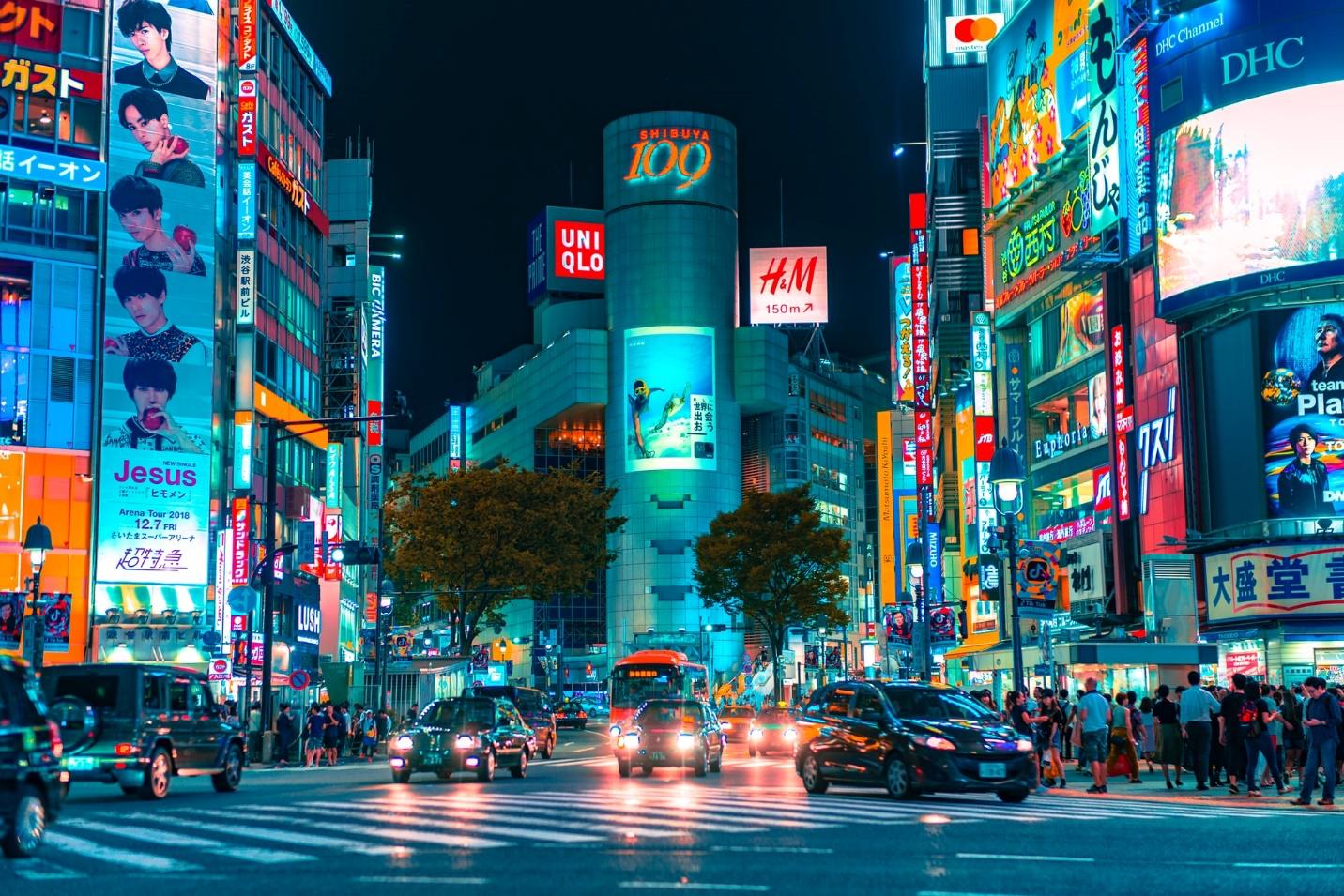 Tokyo’s Famous Shibuya Crossing at Night