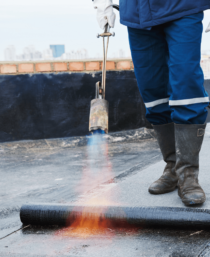 Commercial roof repair on modified bitumen in Kansas City torch down system