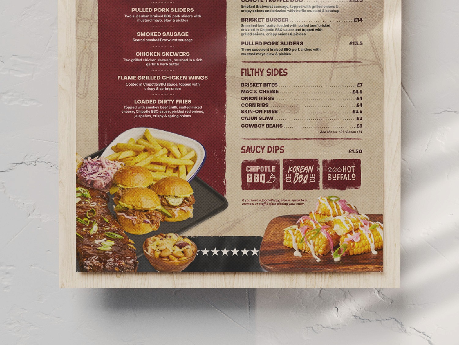 Coyote Ugly BBQ menu design by DesignGuru