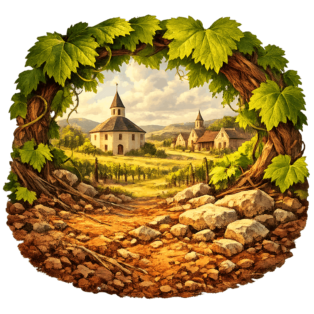 Detailed graphic of the Fredericksburg wine region.