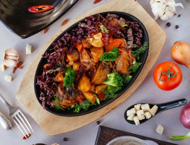 Roasted vegetables in a vegan roast