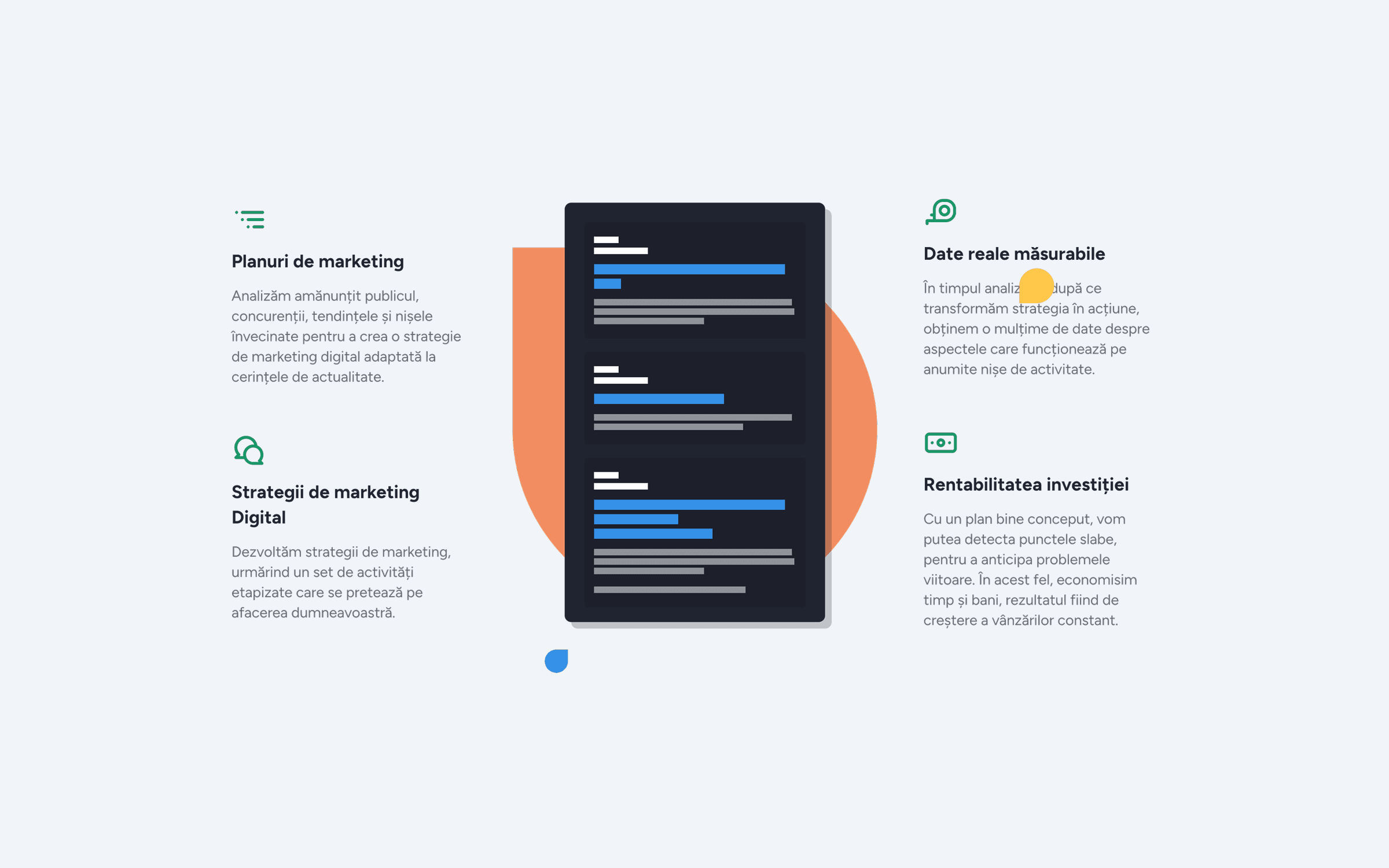 Marketing strategy and analytics section from Ecom Digital website design.