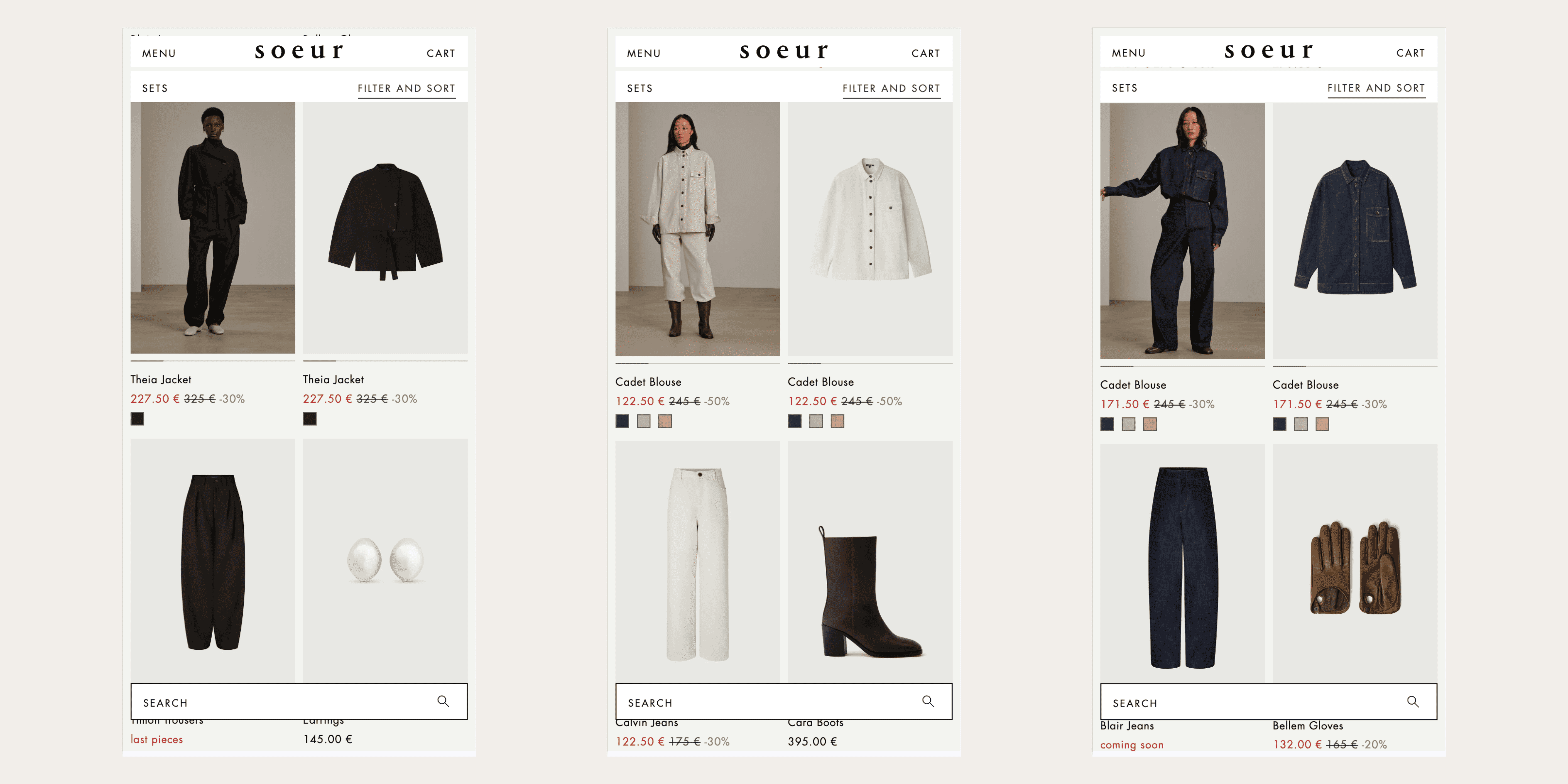 Soeur collection pages