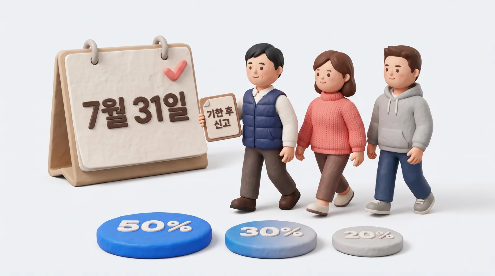 상속세 신고기한 7월 31일이 지나 기한 후 신고를 하는 삼남매와 50%·30%·20%로 줄어드는 감면