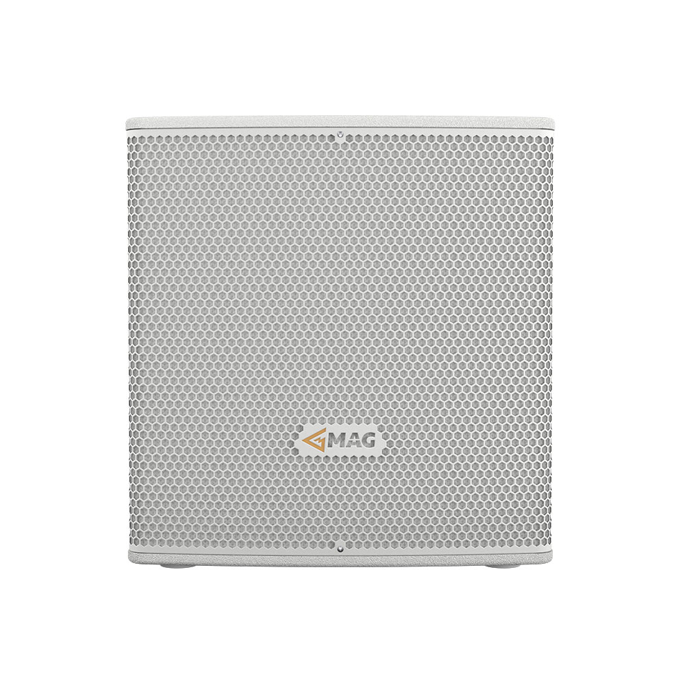 White speaker with MAG logo