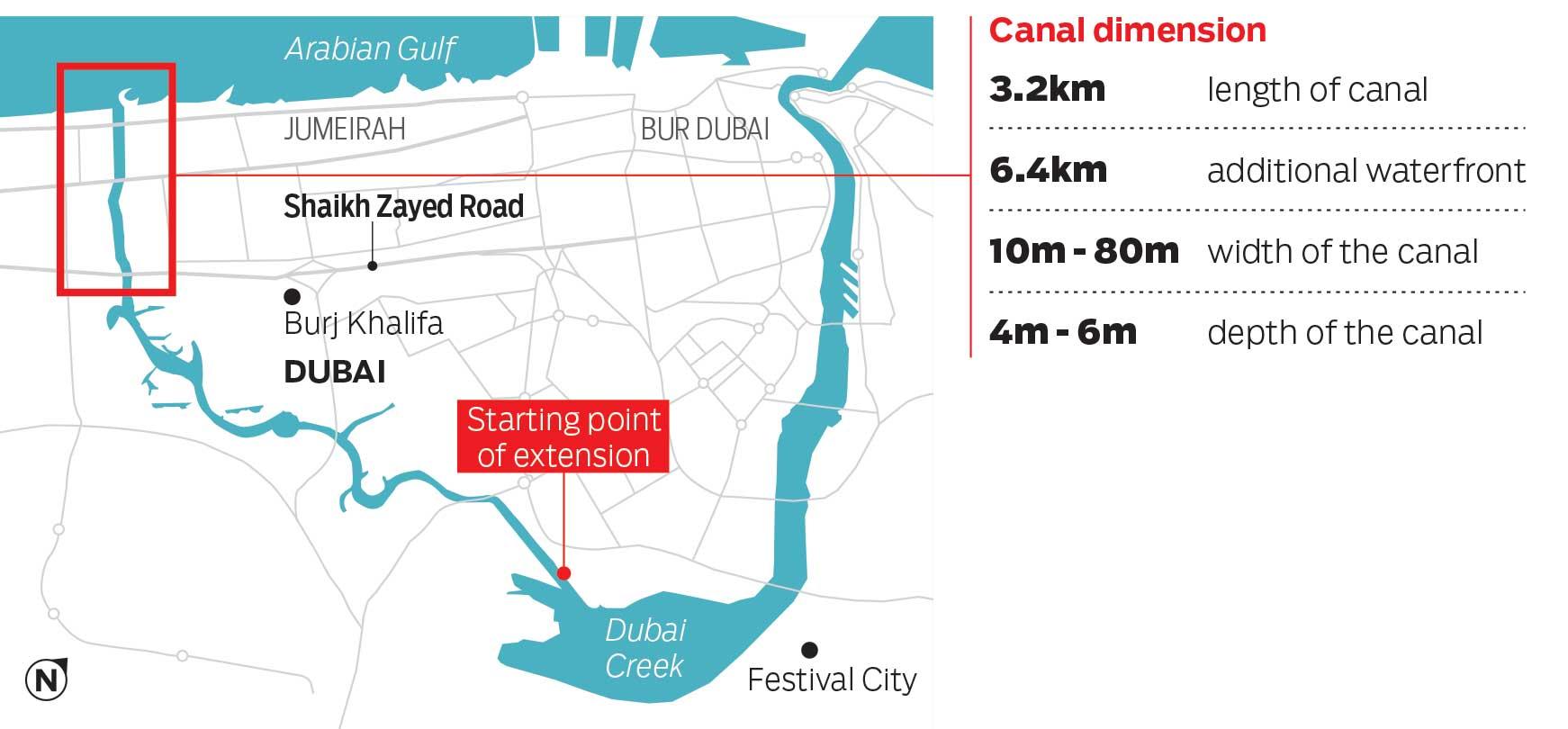 Dubai Water Canal Location Map