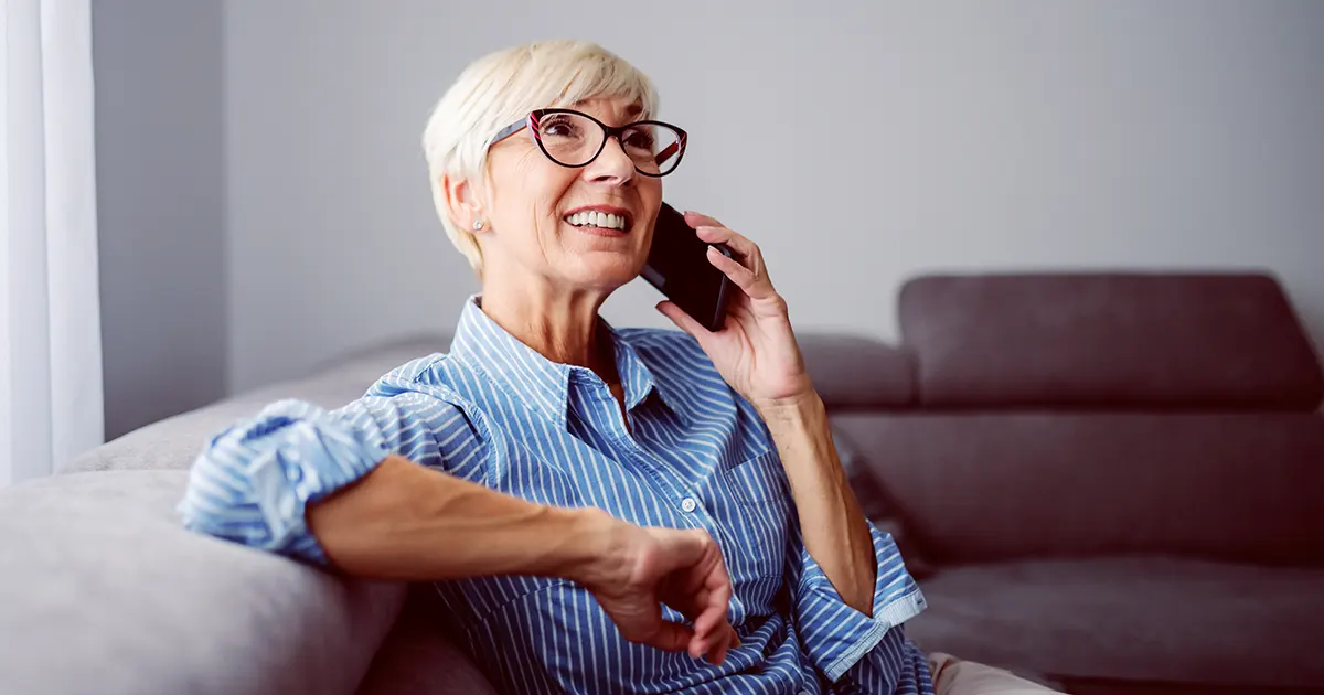 Woman in a phone conversation.