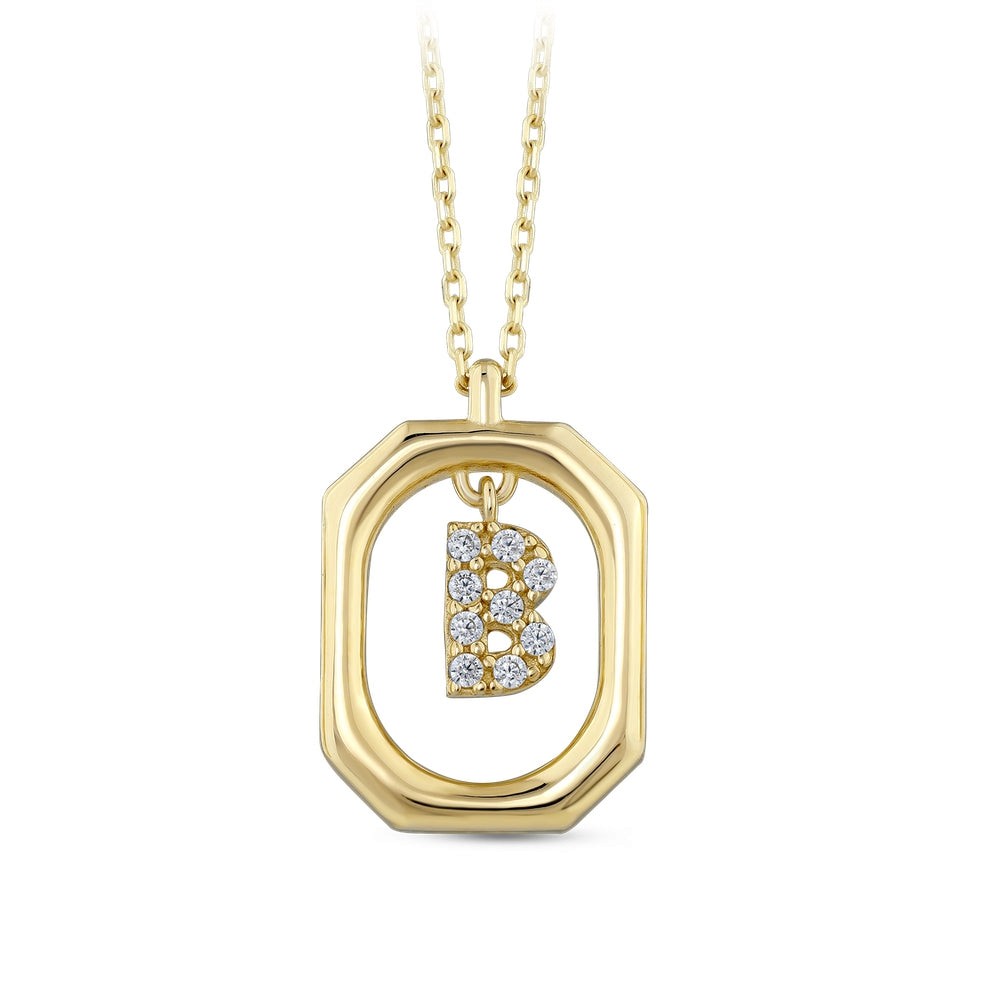Assos Pırlanta 14 Ayar Altın Taşlı B Harf Kolye Ucu