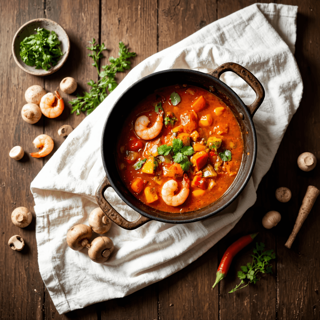 product photography of pot of stew