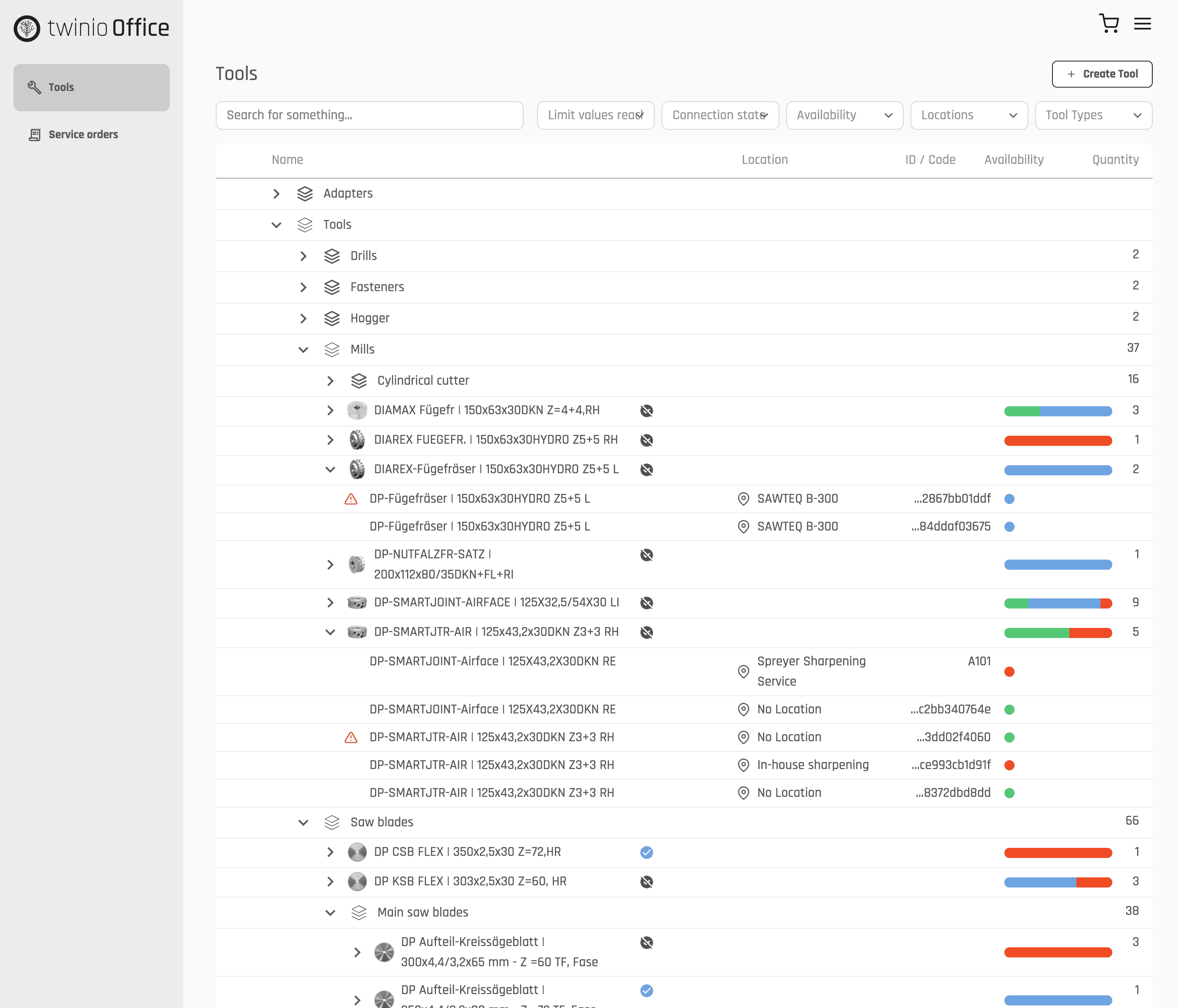 The home area in My tapio with SSO links to apps