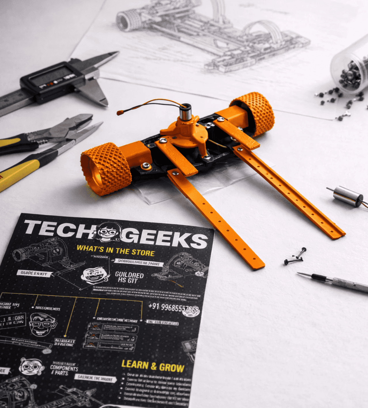 Advanced suction chassis with TechGeeks branding – competition robotics frame India