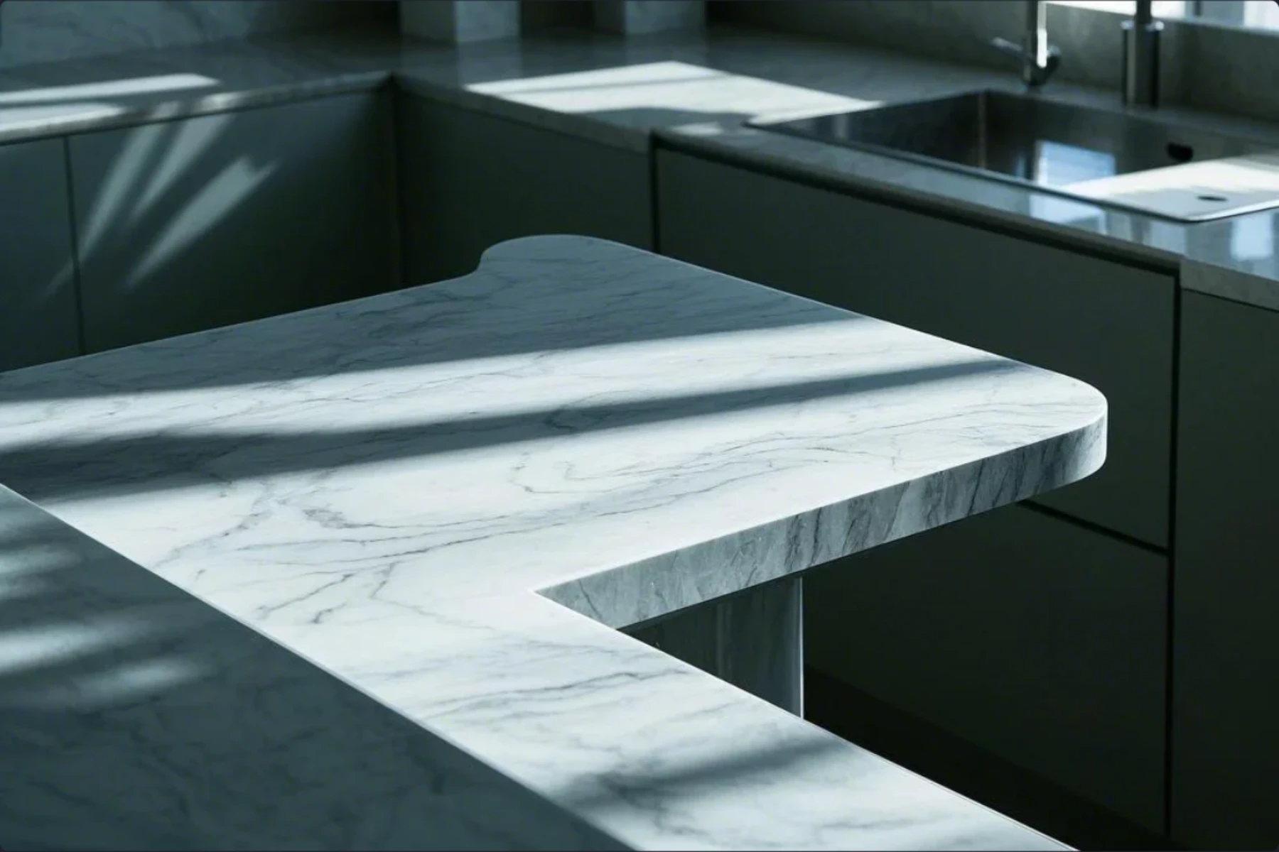 marble countertop cut with marble router