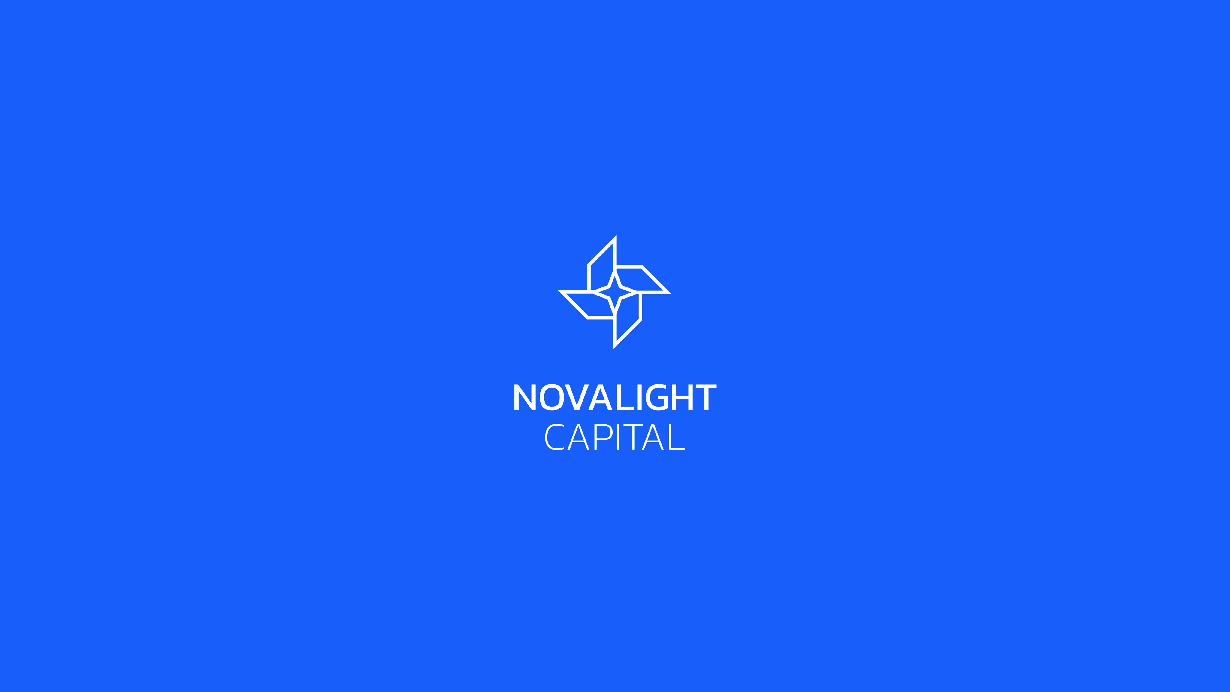 the white logo of 'Novalight Capital' against a blue background