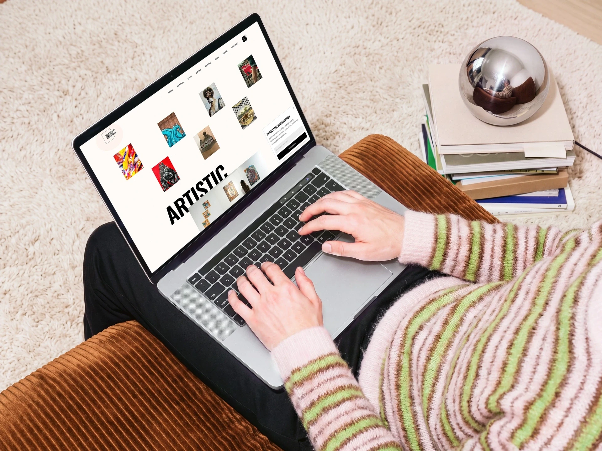 Urban Art Store website redesign displayed on a laptop showing the online gallery experience