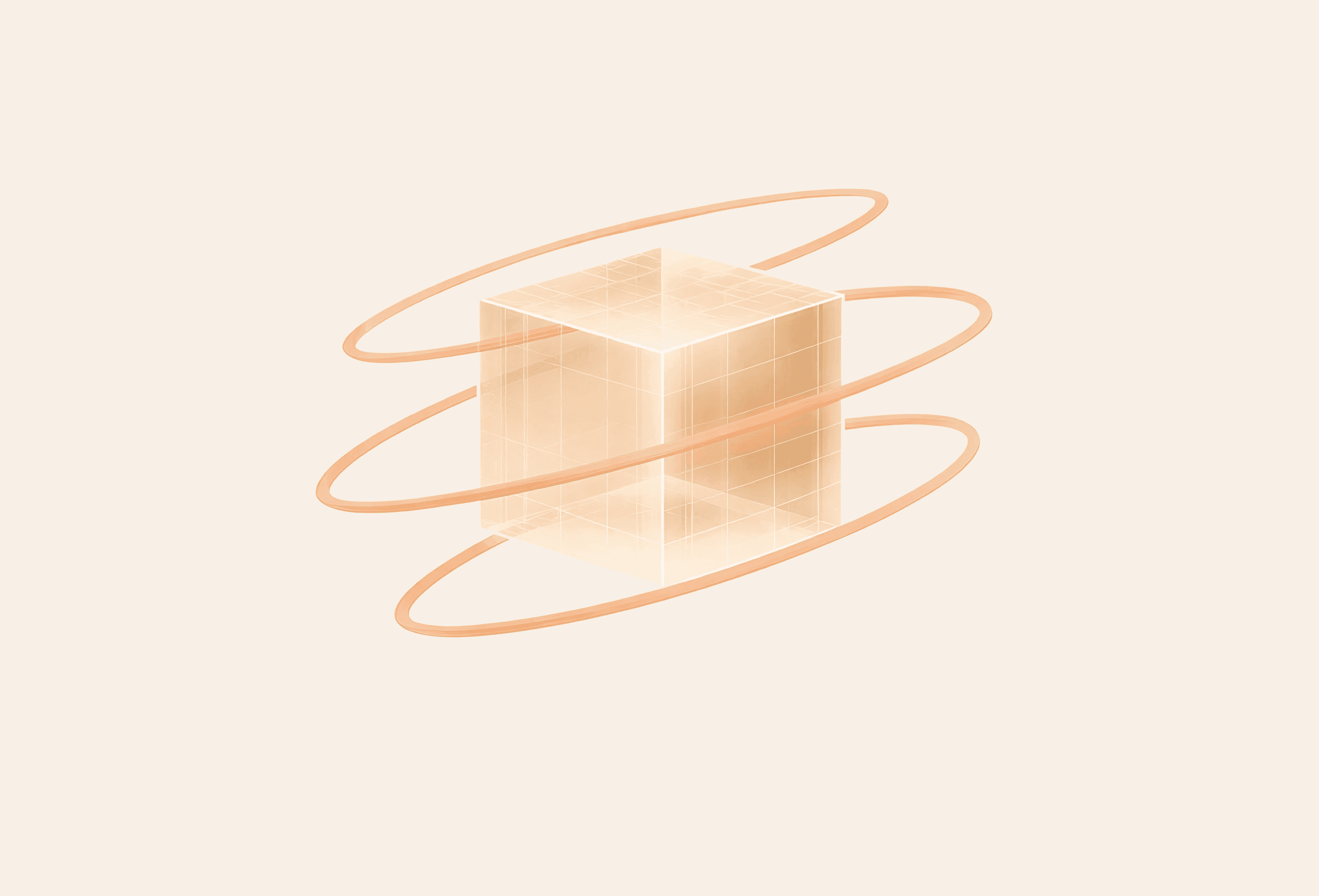 A multicolored, smooth 3D abstract shape with flowing curves and gradients in shades of teal and coral stands out against a plain gray background, showcasing a modern digital art design.