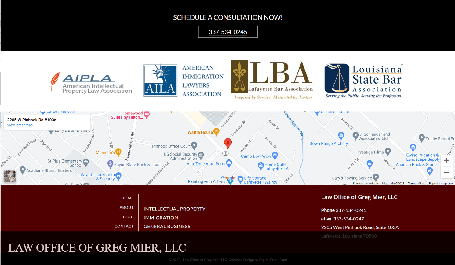 Lawer Office Of Gm, LLC Contact Page.