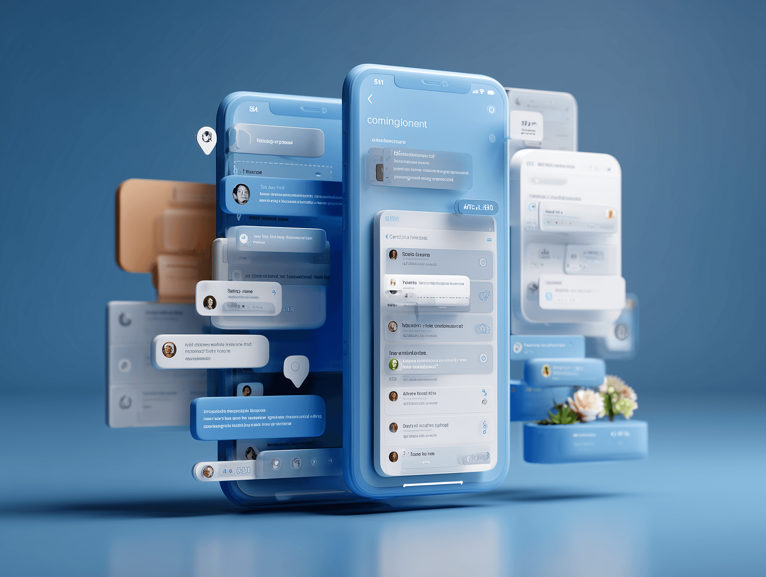 Professional illustration of a modern customer service dashboard with AI agent interface