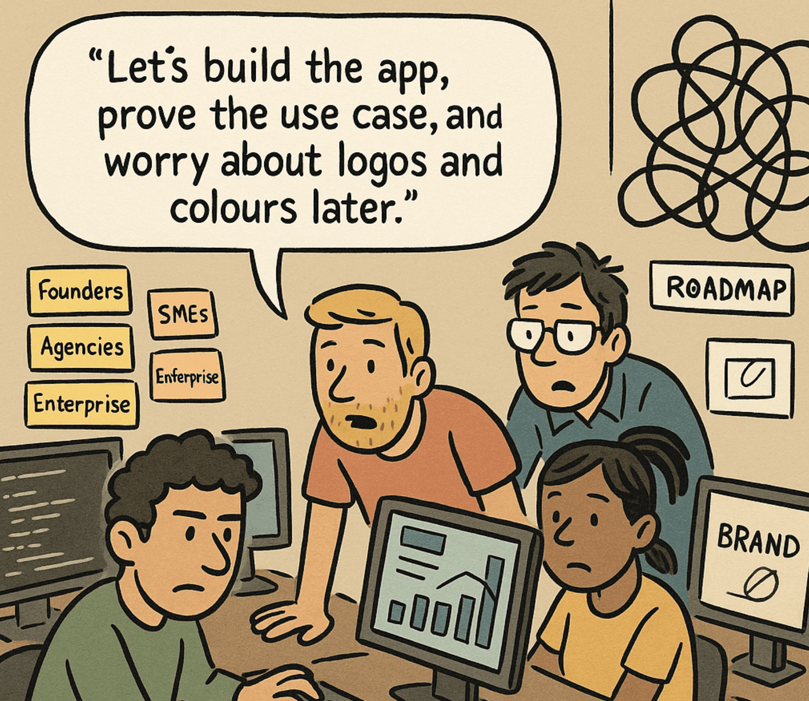 Cartoon of a startup 