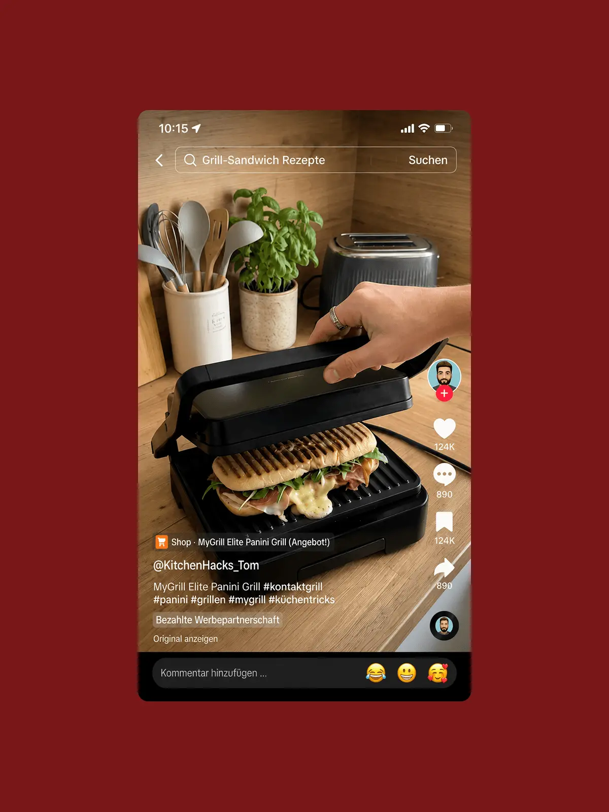 Tiktok Anzeige von einem Kontaktgrill
