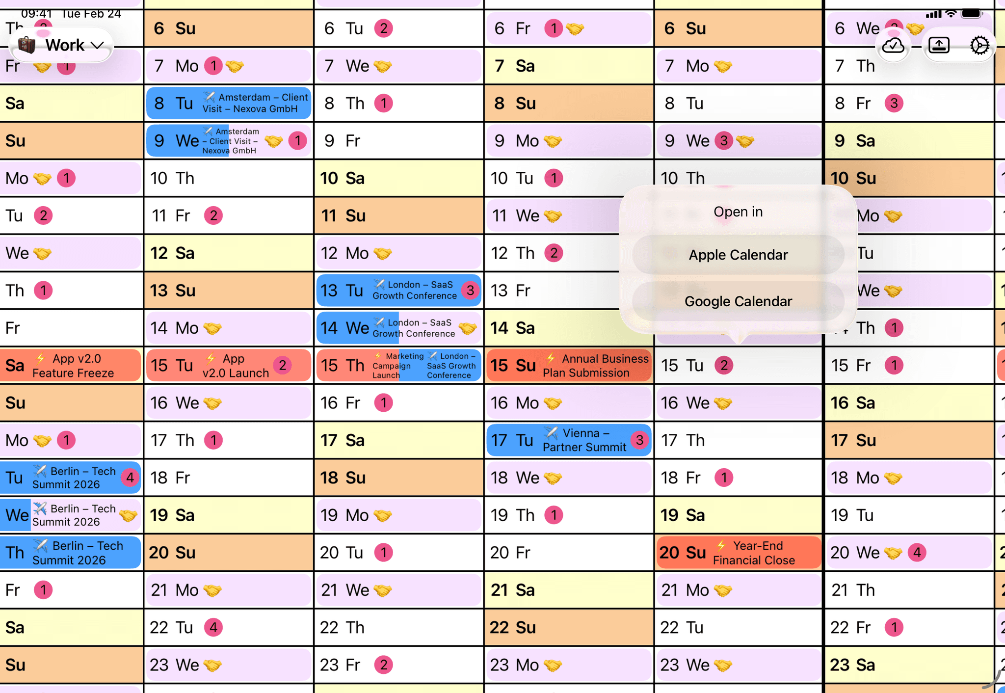 Yearli syncing events from Apple Calendar and Google Calendar
