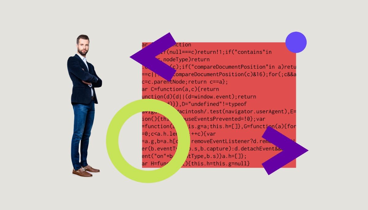 Stylized image of developer with geometric coding symbols, depicting forward deployed engineering role.