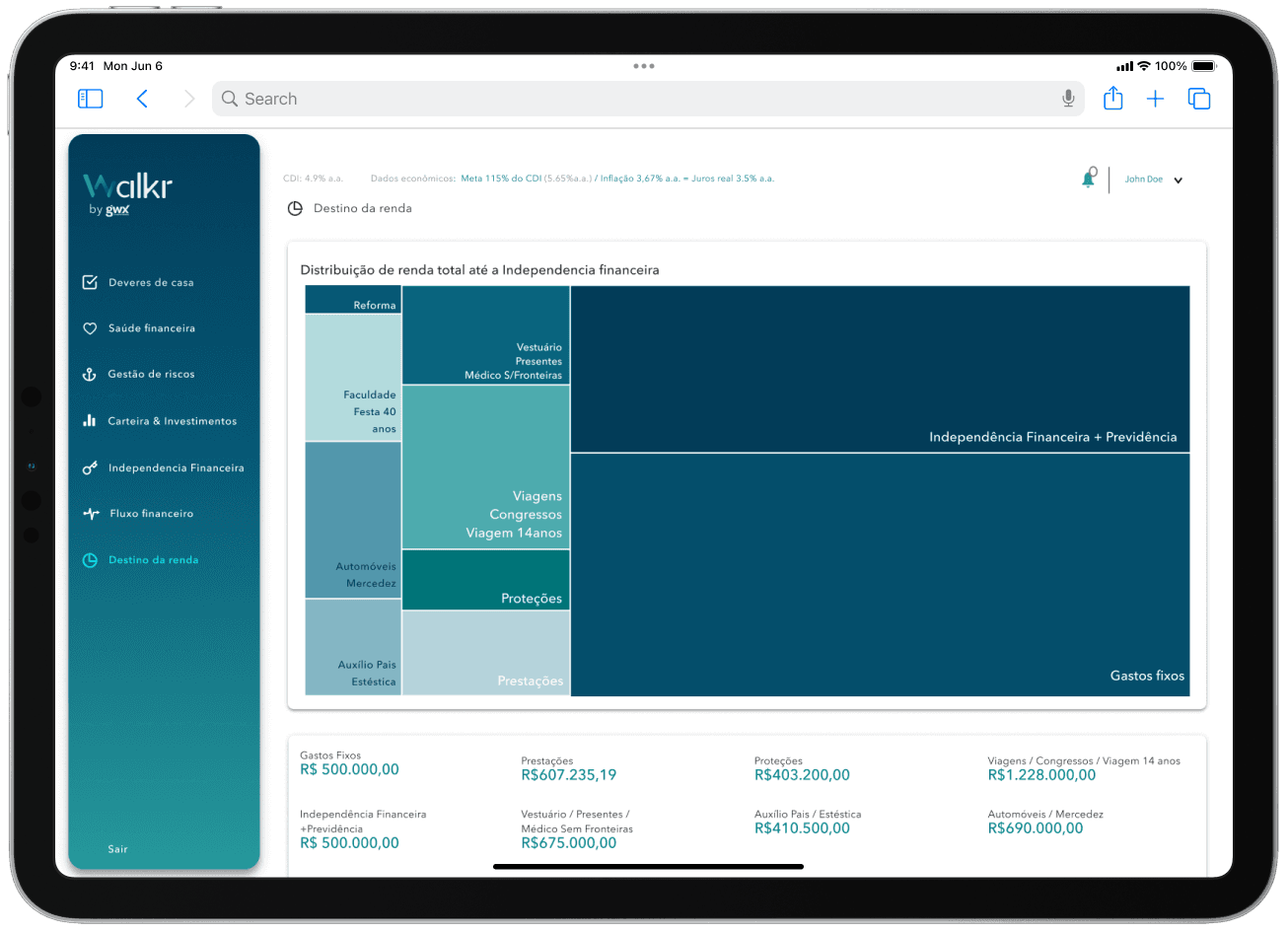 Walkr income-allocation dashboard