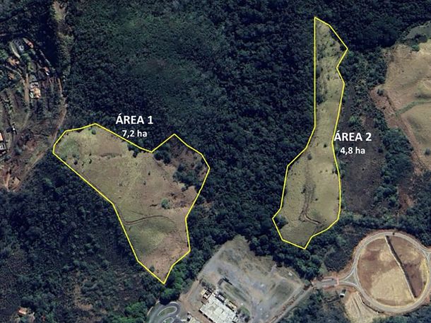Satellite view of monitored reforestation project boundaries