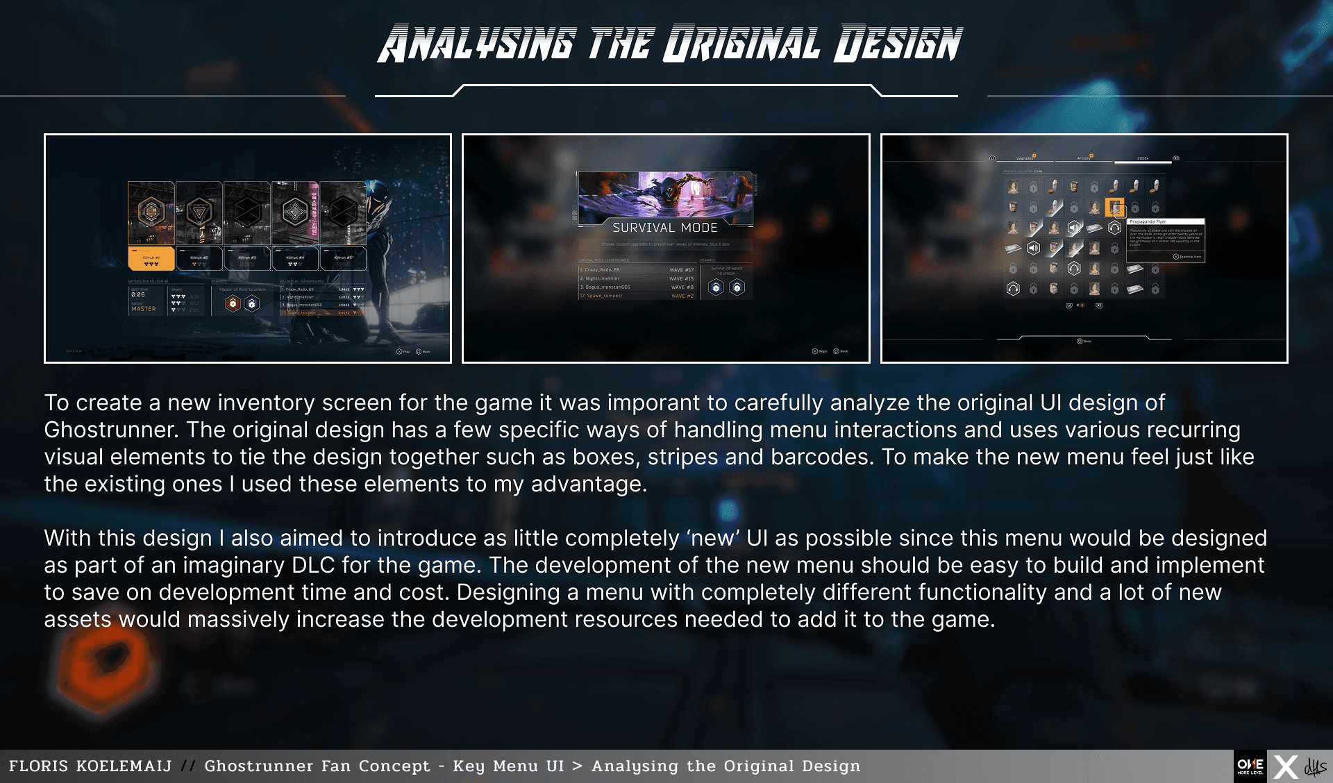 Ghostrunner Fan Concept key menu UI design