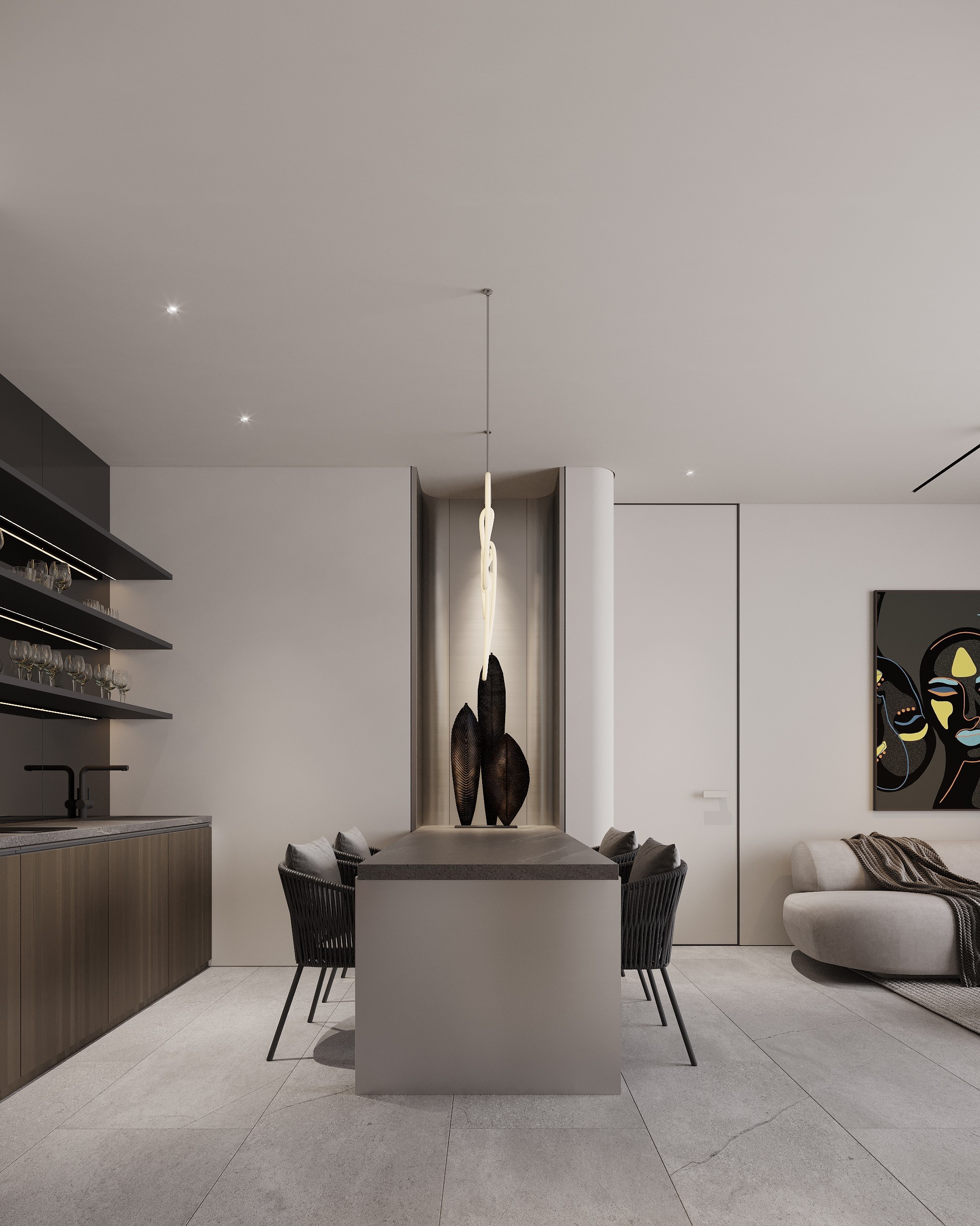 Complex 7 - Apart 2-BR 111 2 floor — кухня-столовая, Laguna Complex 7, Canggu