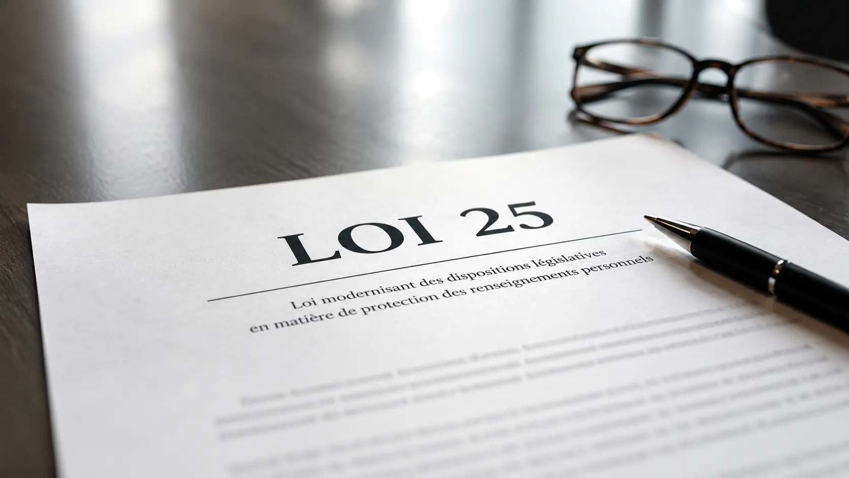 Document sur un bureau ayant comme titre ''Loi25''