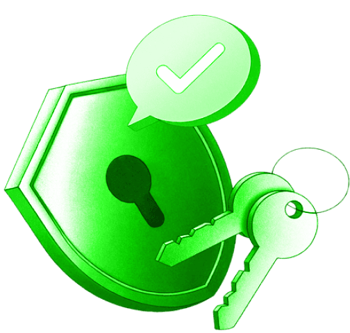3d illustration showing shield and keys