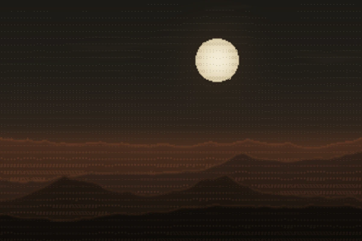 Landscape drawn in text characters